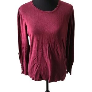 JM Collection‎ Burgundy Long Sleeve Sweater M